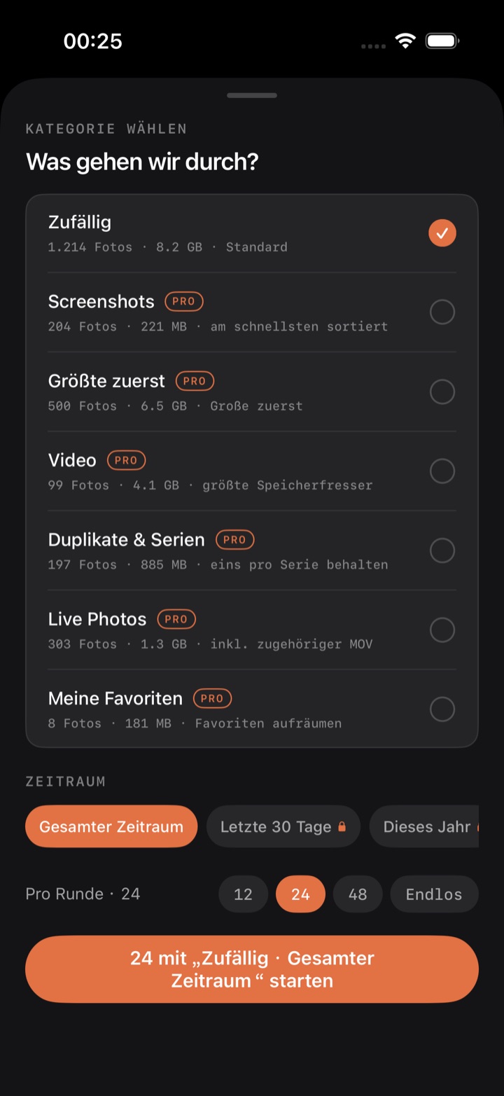 Blatt für Kategorie und Zeitraum