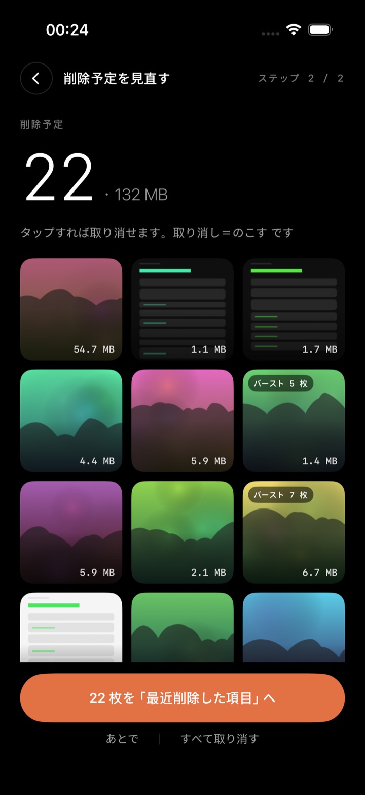 削除予定の見直しグリッド
